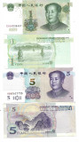 China lot 1 Yuan 1999 si 5 Yuan 2005
