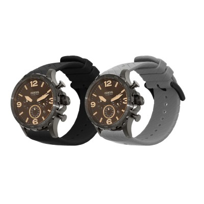 Set 2 Curele Kwmobile pentru Fossil Q Machine, Negru/Gri, Silicon, KWM0000253O002C foto