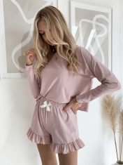 Pijama dama din bumbac cu bluza si pantalon scurt foto