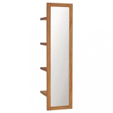 Oglinda perete cu rafturi vidaXL, lemn masiv tec, 30x30x120 cm, maro, oglinda baie, decorativa