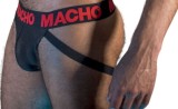 Bikini Suspensor Jock Macho, Negru/Rosu, XL, MACHO UNDERWEAR
