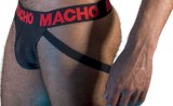 Bikini Suspensor Jock Macho, Negru/Rosu, L