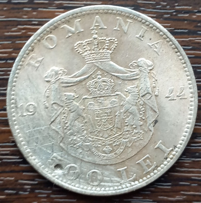 (A968) MONEDA DIN ARGINT ROMANIA - 500 LEI 1944, REGELE MIHAI I, LOVITA foto