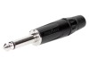 Conector Jack 6.3mm Mono Tata Aurit Amphenol pentru Cablu, Montare Dreapta, Carcasa Metalica Neagra