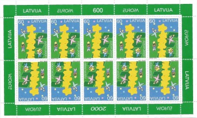 |Letonia, minicoala, Europa CEPT, 2000, MNH foto