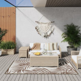 Covor de exterior, maro si alb, 100x200 cm, design reversibil GartenMobel Dekor, vidaXL