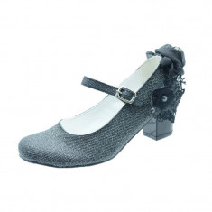 Pantofi eleganti cu toc pentru fete MiniWomen PCSM-M16, Negru foto