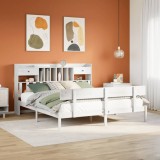 Cumpara ieftin Pat cu bibliotecă fără saltea, 180x200 cm, lemn masiv de pin