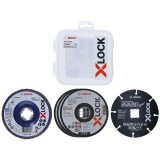 Bosch 2608619374 - Saiba taietoare 125x22.2x1 mm+ 3 x Disc taiere inox 125x22.2x1 mm + Disc lamelar profil drept 125x22.2 mm granulatie 40