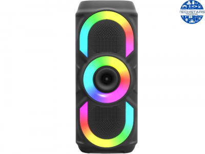 Boxa portabila cu doua difuzoare, 2x10W, lumini RGB, acumulator, MP3, USB, foto