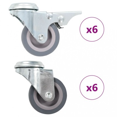 vidaXL Roți pivotante cu gaură pentru șurub, 12 buc., 50 mm 277882 foto