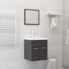 Set mobilier de baie, gri extralucios, lemn prelucrat
