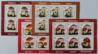 ROMANIA 2017 - Ciuperci - Minicoli de 5 timbre si vigneta MNH - LP 2163 c foto