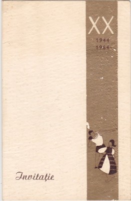 Romania Invitatie la Spectacolul festiv a XX-a aniversare a eliberarii de sub jugul fascist 23 august 1964 foto
