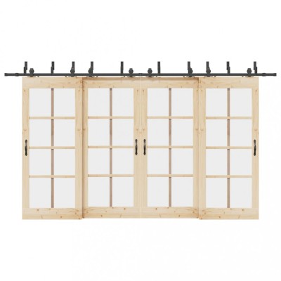 vidaXL Set feronerie pentru uși glisante, negru, 400 cm, oțel 3295750 foto