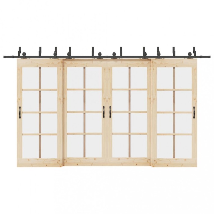 vidaXL Set feronerie pentru uși glisante, negru, 400 cm, oțel 3295750
