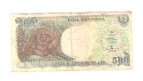 Bancnota Indonezia 500 rupiah 1992, circulata, sifonata