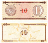 Cuba 10 Pesos Exchange Certificate Seria D UNC