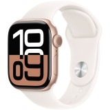 Apple Watch 10 GPS, Carcasa Rose Gold Aluminium 42mm, Light Blush Sport Band - S/M