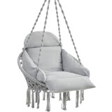 Scaun rotund Sersimo tip leagan suspendat cu perna pentru casa sau gradina, gri Household NewTrend