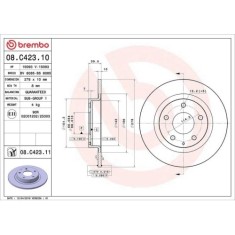 Set disc frana Mazda 6 Box / Estate (Gj) 01.13-05.16, 6 Estate (Gj Gl) 08.12-, 6 Sedan (Gj Gl) 12.12-, Spate, 278X10mm, plin, Brembo