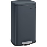 SONGMICS Cos de gunoi din otel cu pedala, galeata interioara plastic, capac inchidere lenta, 30L, 35x30x63cm, gri inchis Household NewTrend