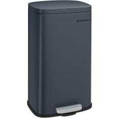 SONGMICS Cos de gunoi din otel cu pedala, galeata interioara plastic, capac inchidere lenta, 30L, 35x30x63cm, gri inchis Household NewTrend