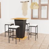 Set mobilier bar de grădină cu perne, 5 piese, negru, poliratan