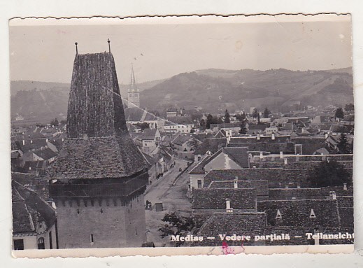 bnk cp Medias - Vedere partiala - uzata 1943 - decupata