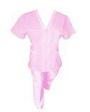 Costum Medical Pe Stil, Roz deschis cu fermoar si cu garnitura Alba, Model Adelina - XS, 4XL