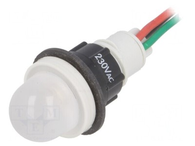 Lampă de Control LED Convex Roșie/Verde 230V 13mm Plastic foto