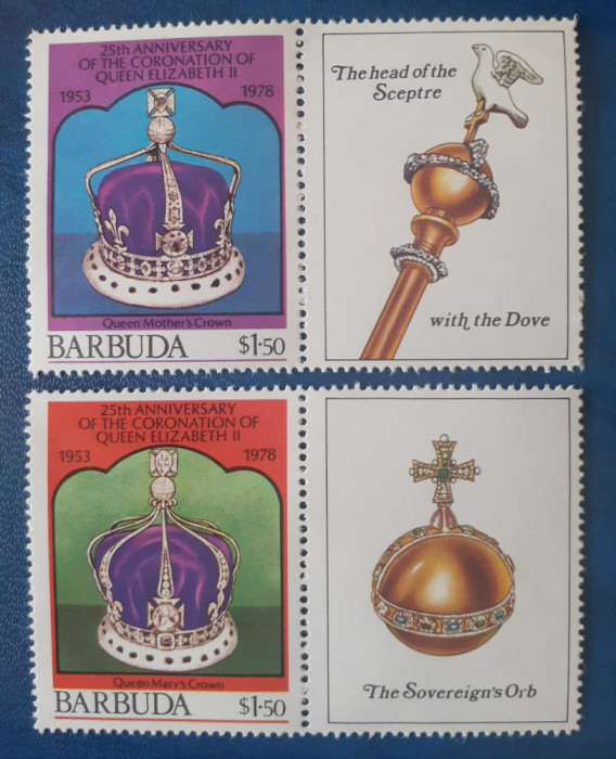 Barbuda 1978 coroana si sceptru Rrgina Elisabeta 2v.mnh