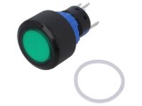 Comutator ONPOW LAS1-APY-11/G/12V/P, 2 poziții SPDT, 0,5A/220VAC, IP65, acționat prin apăsare