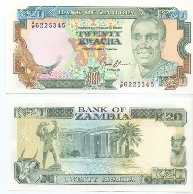 !!! ZAMBIA - 20 KWACHA (1989 - 1991) - P 32 b - UNC foto
