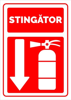 Indicator pentru stingator cu directie in jos foto