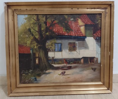 Ulei pe p&amp;acirc;nză o lucrare veche semnata foto