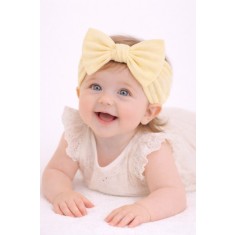 Bentita lata, galben deschis, pentru fetite cu fundita