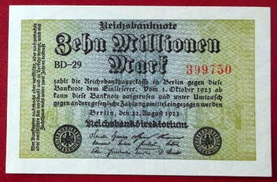 Germania 10 millionen 10.000.000 Mark 1923 unifata UNC necirculata ** foto