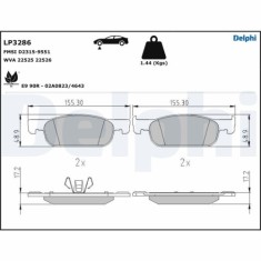 Set placute frana fata DELPHI, Dacia Logan II, 10.2012-, Logan Mcv II, 02.2013-, Sandero II, 10.2012-; Renault Clio IV, 2012-, Fata; puntea fata foto
