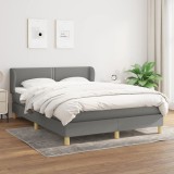 VidaXL Pat box spring cu saltea, gri &icirc;nchis, 140x200 cm, textil