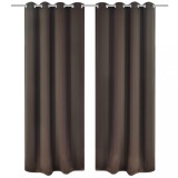 Draperii opace cu ocheți metalici, 2 buc, 135 x 175 cm, maro