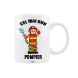 Cana alba personalizata cu mesajul &quot;Cel mai bun pompier&quot;, INOVATIX&reg;. 330 ml, Oem