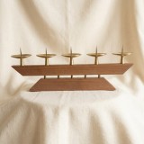 Sfesnic Art Deco Scandinav, Lemn Tec &amp; Alama, Vintage 35cm