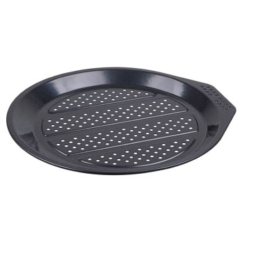 Tigaie cu fund perforat pentru gratar BBQ, 36 x 33 x 2 cm, metal emailat, negru foto