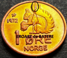 Moneda 1 ORE- NORVEGIA, anul 1972 *cod 562 A = EROARE MAJORA de BATERE foto