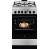 Aragaz Electrolux LKG504012X, Gaz, 4 arzatoare, Aprindere integrata plita si cuptor, Siguranta plita si cuptor, Autocuratare catalitica, Grill electri