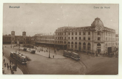 cp Bucuresti : Gara de Nord - circulata 1930, timbru foto