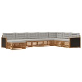 vidaXL Set de canapele de exterior 8 pcs Natural și gri deschis 3383704