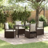 Set Dining Grădină 5 Piese Maro din Poly Rattan