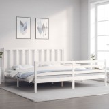 VidaXL Cadru de pat fără saltea, alb, 200x200 cm, lemn masiv pin